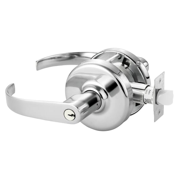Grade 2 Entrance or Office Cylindrical Lock, Princeton Lever, Conventional Cylinder, Bright Chrome F
